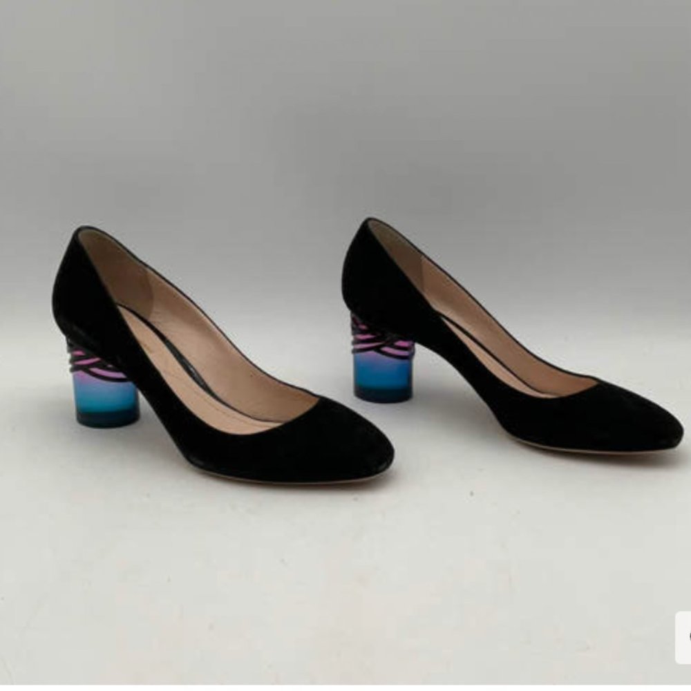 Nicholas Kirkwood Black Heels with Blue and Pink Details